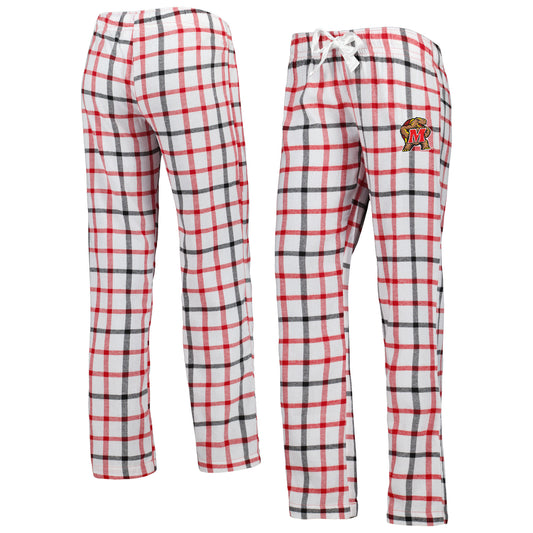 Women's White/Red Maryland Terrapins Trance Flannel Pants