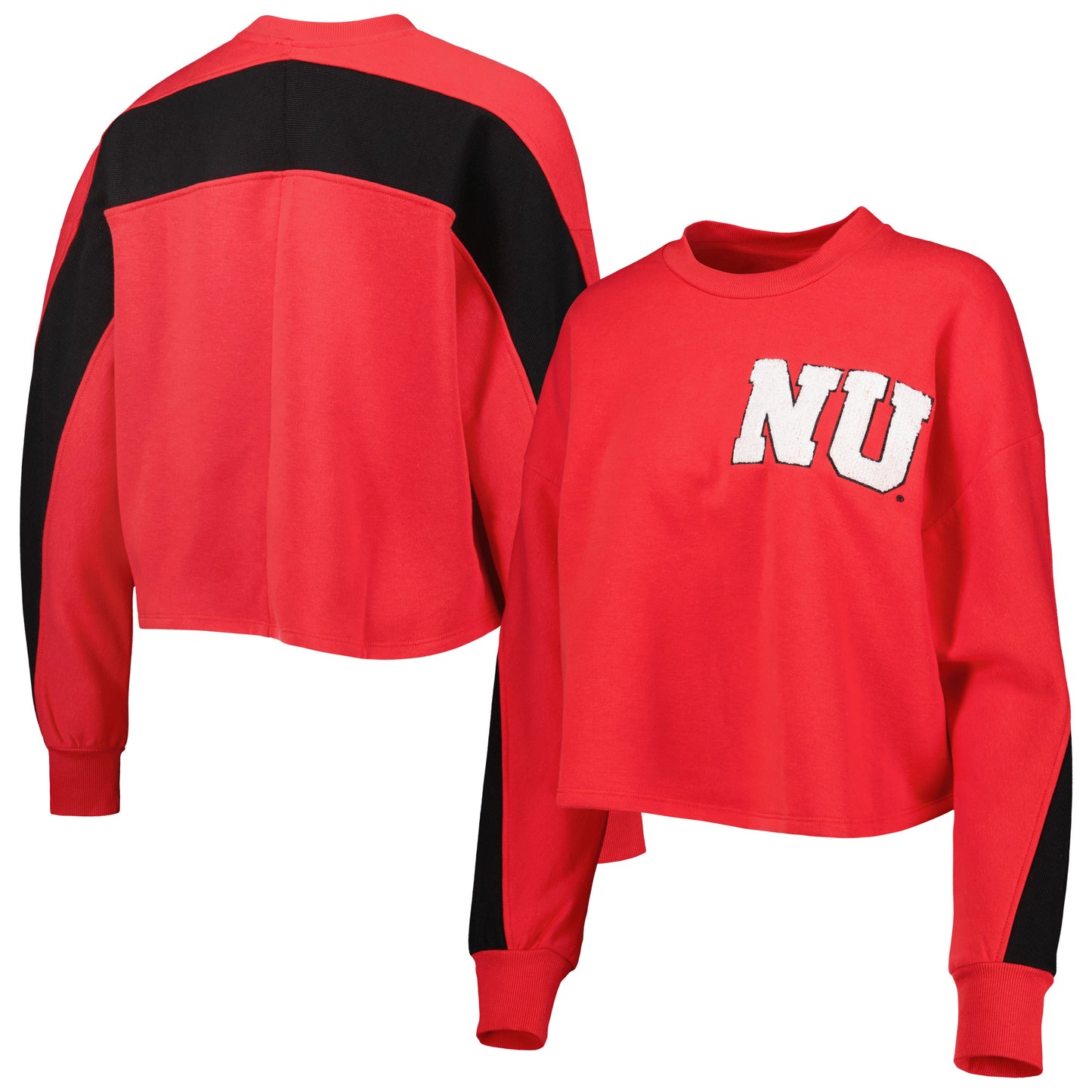 Women's Gameday Couture Scarlet Nebraska Huskers Back To Reality Colorblock Pullover Sweatshirt