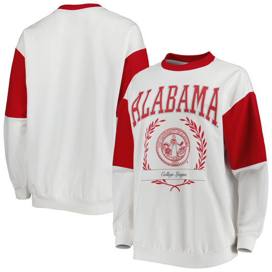 Women's Gameday Couture White Alabama Crimson Tide It's A Vibe Dolman Pullover Sweatshirt