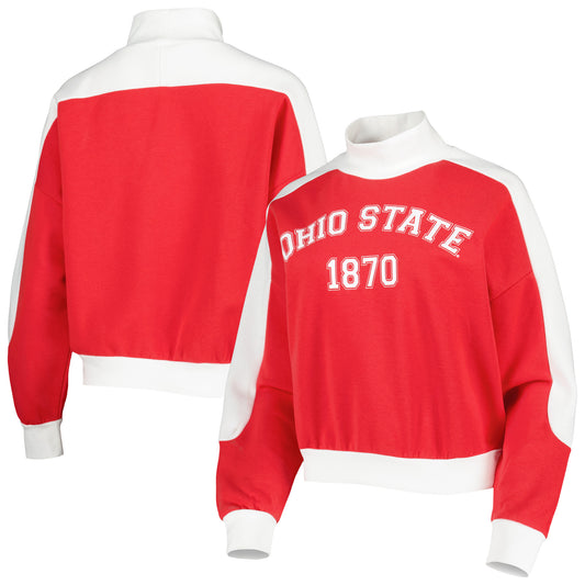 Women's Gameday Couture Red Ohio State Buckeyes Make it a Mock Sporty Pullover Sweatshirt