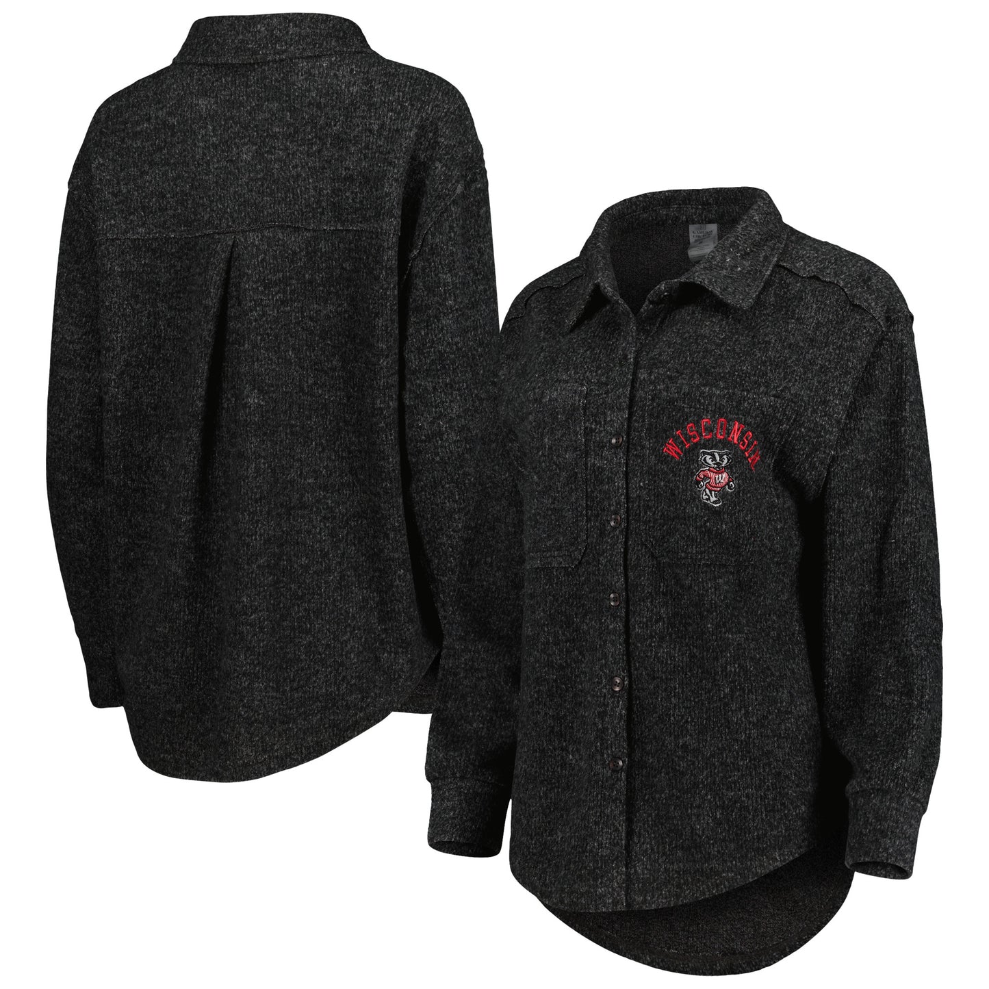 Women's Gameday Couture Black Wisconsin Badgers Switch It Up Tri-Blend Button-Up Shacket