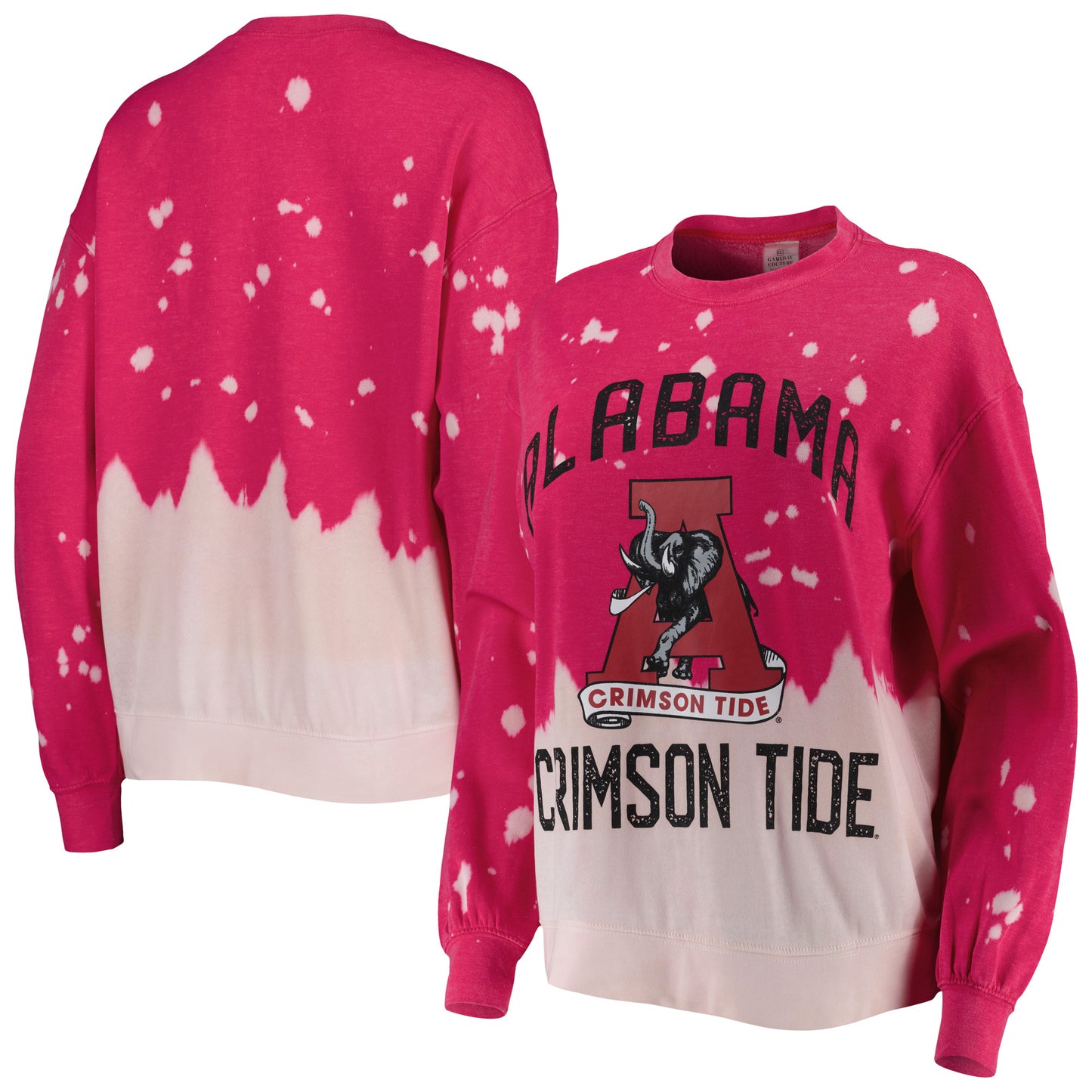 Women's Gameday Couture Crimson Alabama Crimson Tide Twice As Nice Faded Dip-Dye Pullover Long Sleeve Top