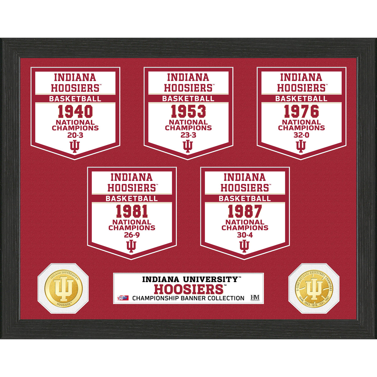 Highland Mint Indiana Hoosiers 5-Time Basketball National Champions 12'' x 15'' Bronze Coin Banner Collection