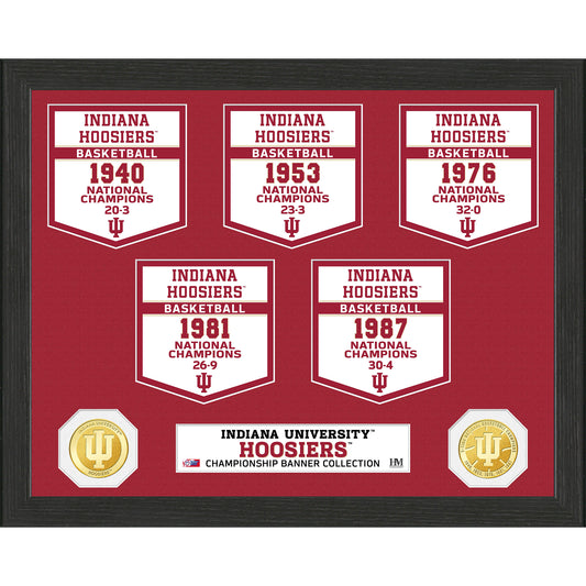 Highland Mint Indiana Hoosiers 5-Time Basketball National Champions 12'' x 15'' Bronze Coin Banner Collection