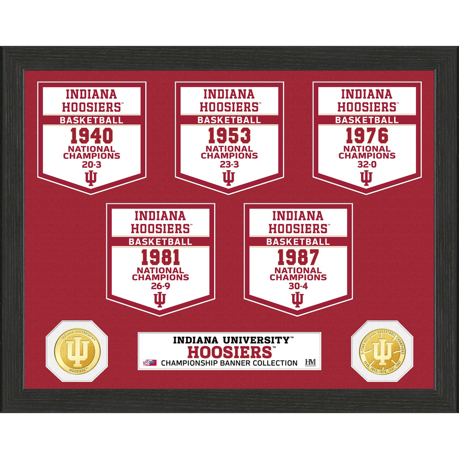 Highland Mint Indiana Hoosiers 5-Time Basketball National Champions 12'' x 15'' Bronze Coin Banner Collection
