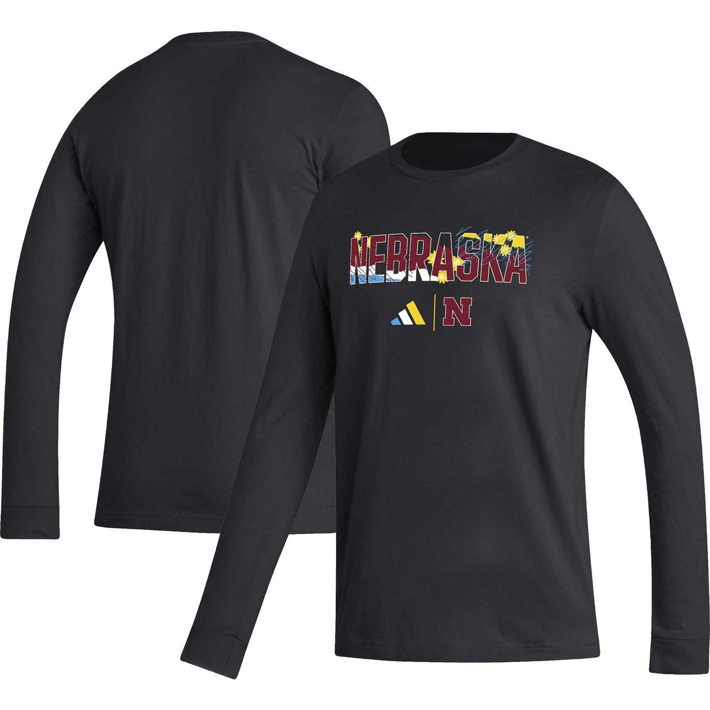 Men's adidas Black Nebraska Huskers Honoring Black Excellence Long Sleeve T-Shirt