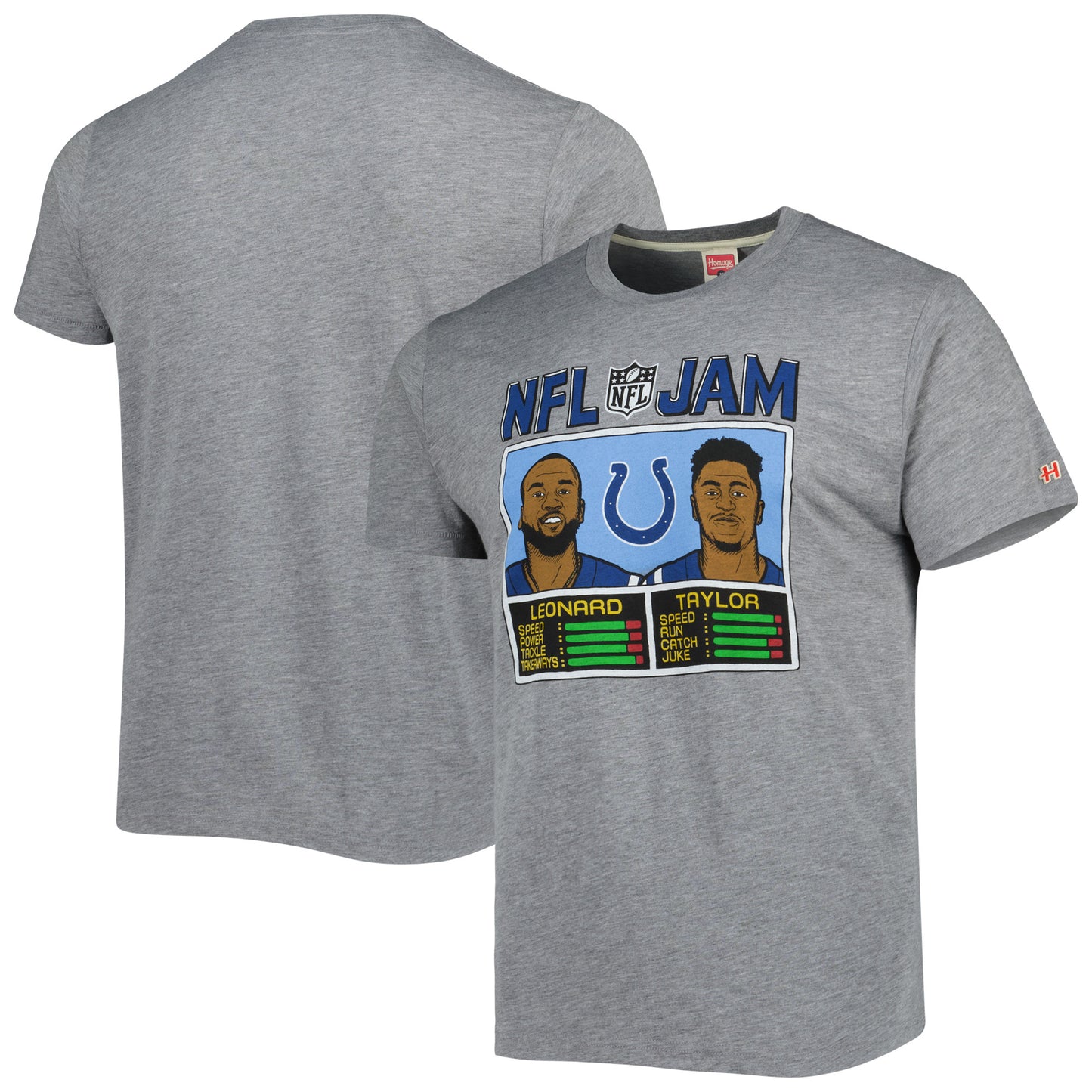 Men's Homage Jonathan Taylor & Shaquille Leonard Heathered Gray Indianapolis Colts NFL Jam Tri-Blend T-Shirt