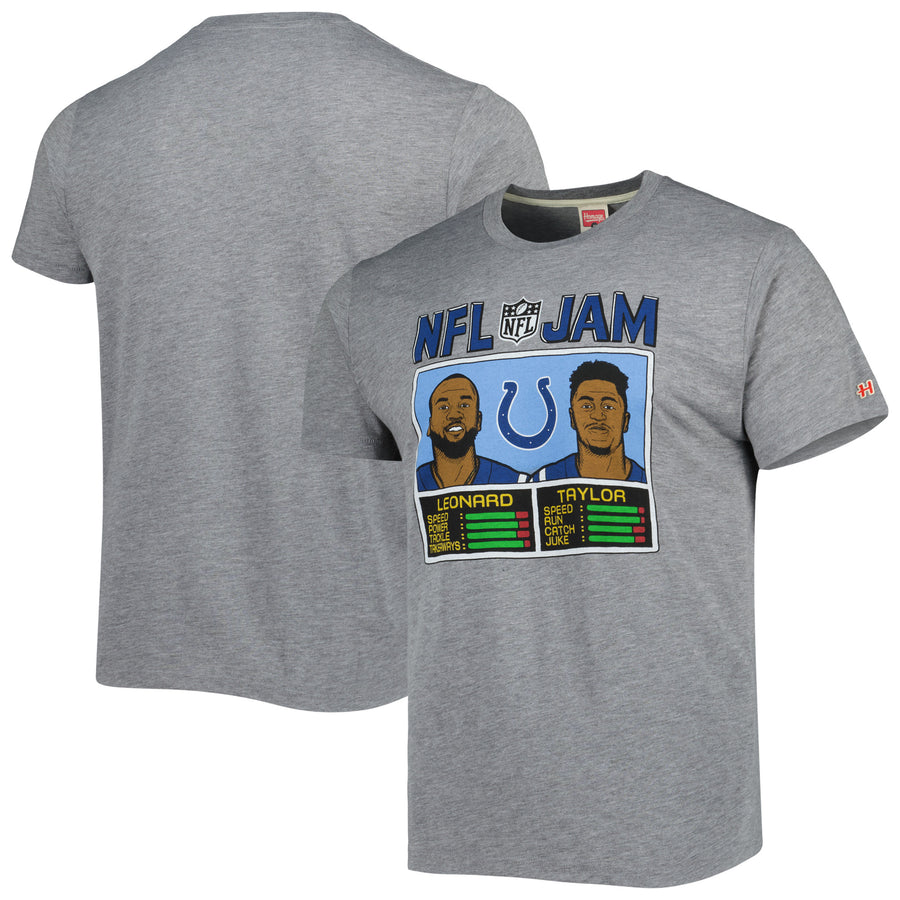 Men's Homage Jonathan Taylor & Shaquille Leonard Heathered Gray Indianapolis Colts NFL Jam Tri-Blend T-Shirt
