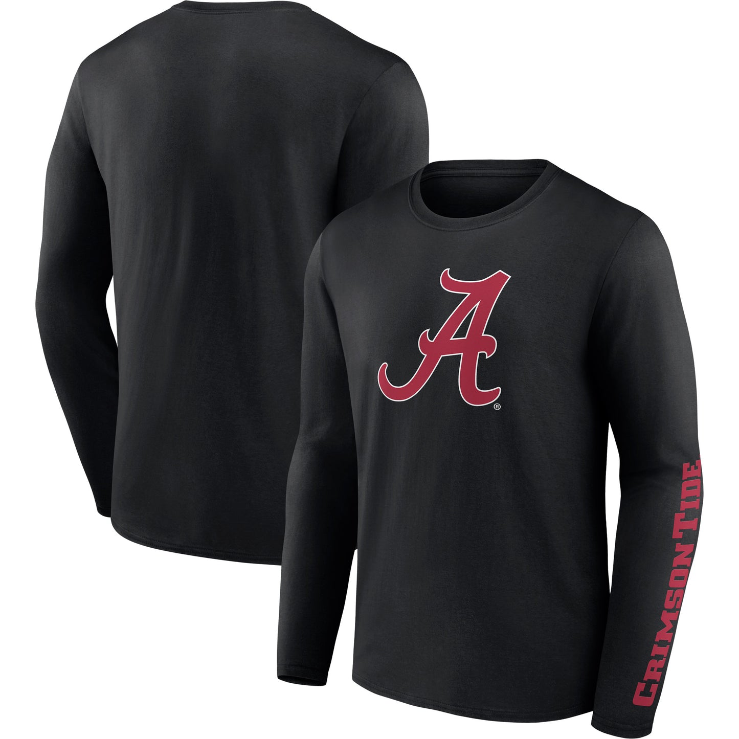 Men's Fanatics Black Alabama Crimson Tide Double Time 2-Hit Long Sleeve T-Shirt