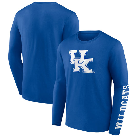 Men's Fanatics Royal Kentucky Wildcats Double Time 2-Hit Long Sleeve T-Shirt