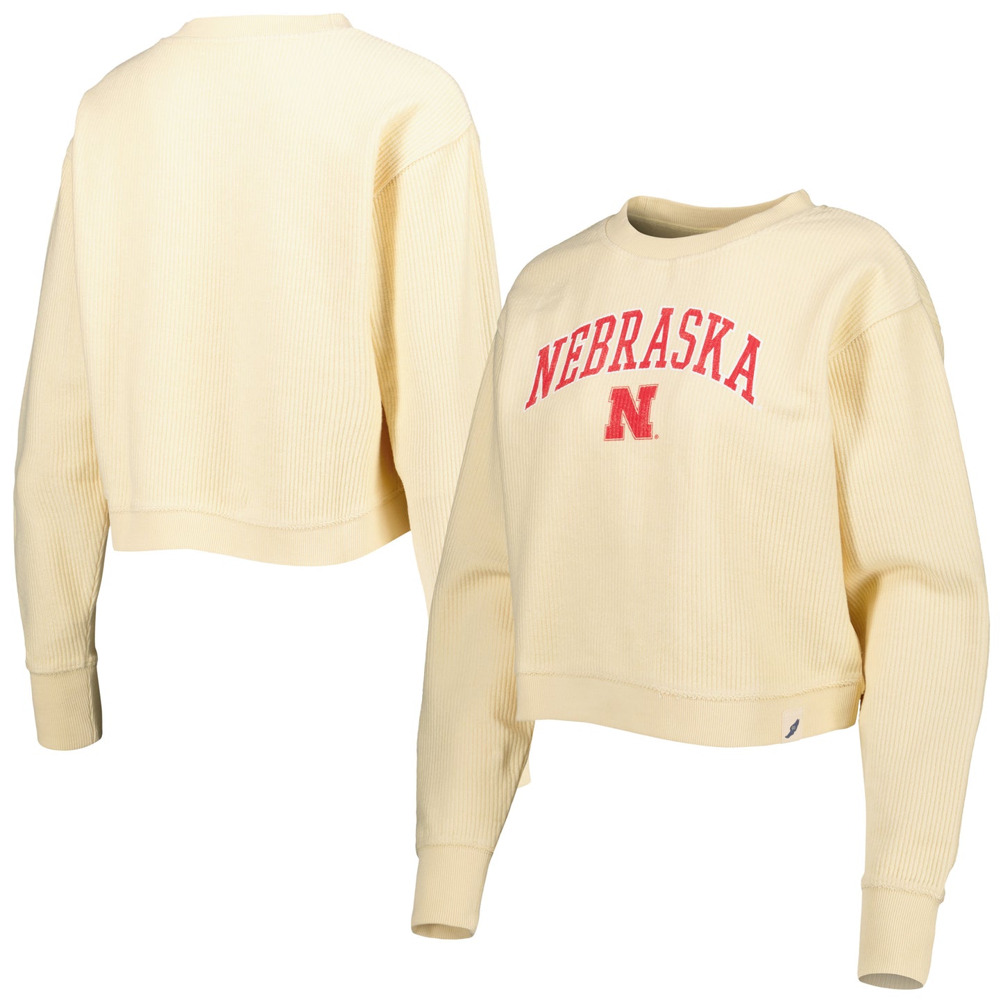 Women's League Collegiate Wear Cream Nebraska Huskers Classic Campus Corded Timber Sweatshirt