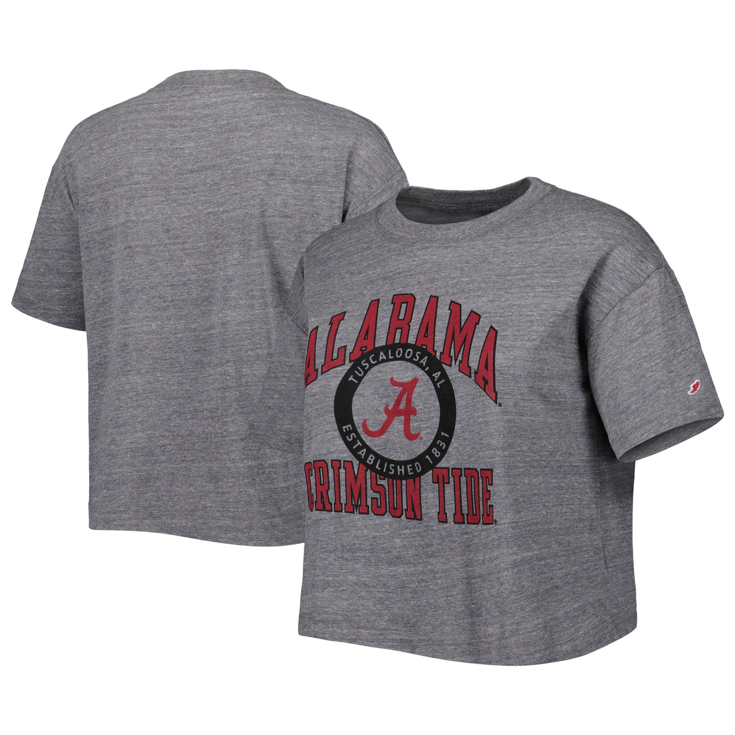 Women's League Collegiate Wear Heather Gray Alabama Crimson Tide Intramural Midi Seal Tri-Blend T-Shirt