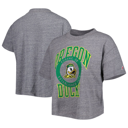 Women's League Collegiate Wear Heather Gray Oregon Ducks Intramural Midi Seal Tri-Blend T-Shirt