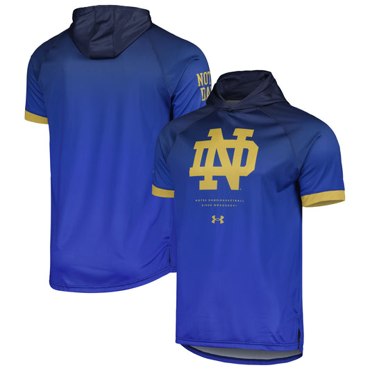 Men's Under Armour Navy Notre Dame Fighting Irish On-Court Raglan Hoodie T-Shirt