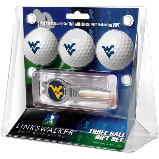 West Virginia Mountaineers 3-Ball Golf Ball Gift Set with Kool Divot Tool