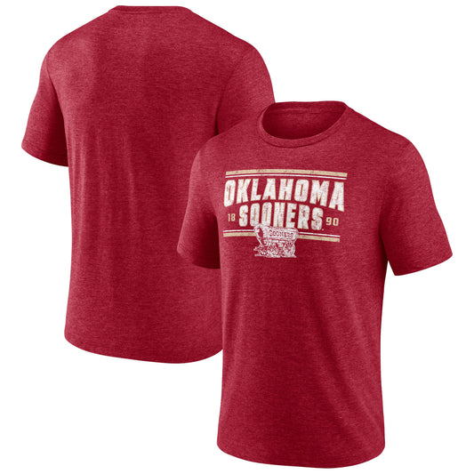 Men's Fanatics Heather Crimson Oklahoma Sooners Bounding Box Tri-Blend T-Shirt