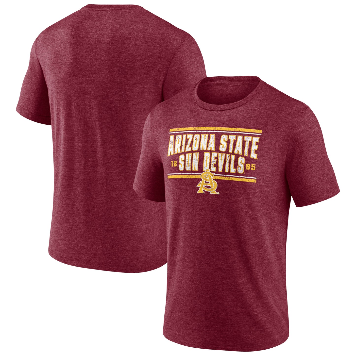 Men's Fanatics Heather Maroon Arizona State Sun Devils Bounding Box Tri-Blend T-Shirt