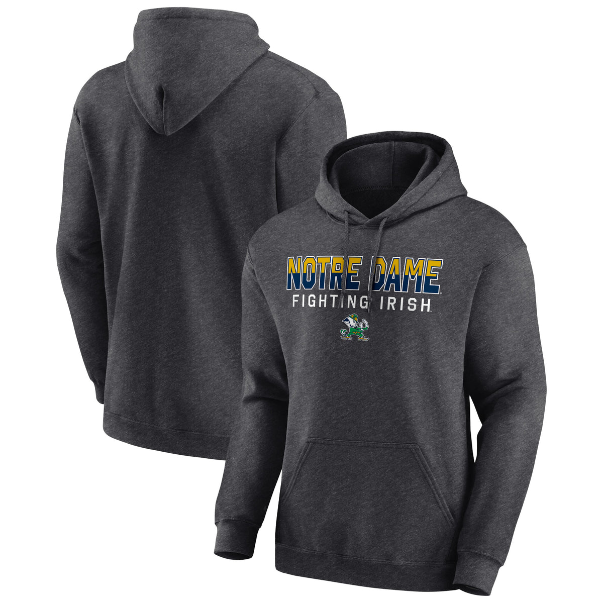 Men's Fanatics Heather Charcoal Notre Dame Fighting Irish Jump The Gun Pullover Hoodie