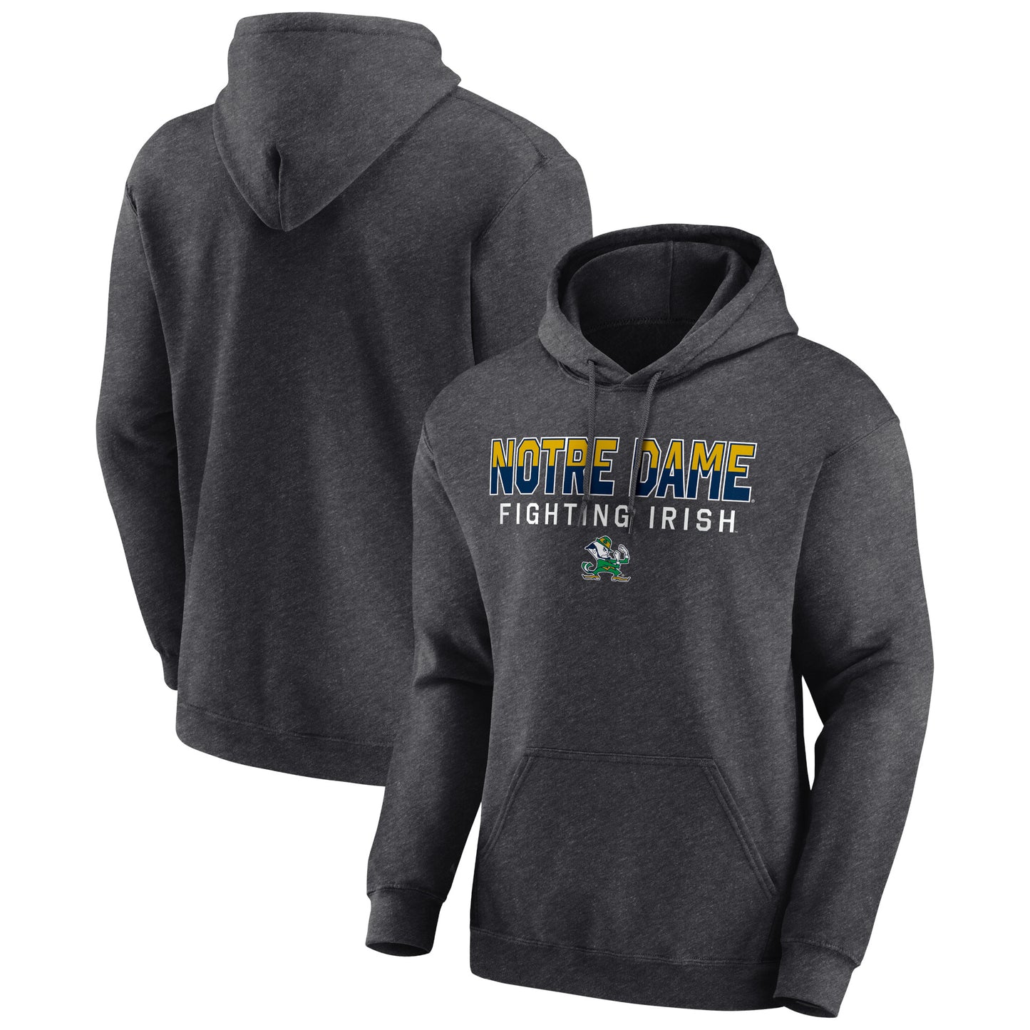 Men's Fanatics Heather Charcoal Notre Dame Fighting Irish Jump The Gun Pullover Hoodie