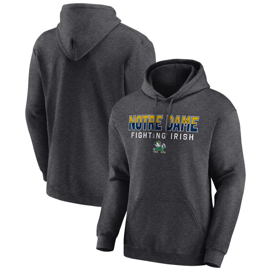Men's Fanatics Heather Charcoal Notre Dame Fighting Irish Jump The Gun Pullover Hoodie