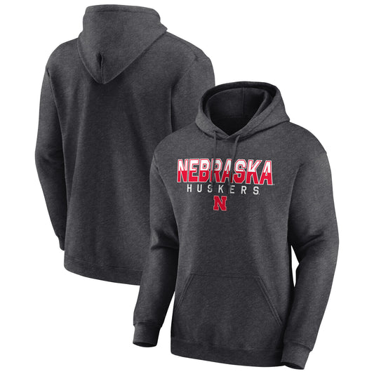 Men's Fanatics Heather Charcoal Nebraska Huskers Jump The Gun Pullover Hoodie