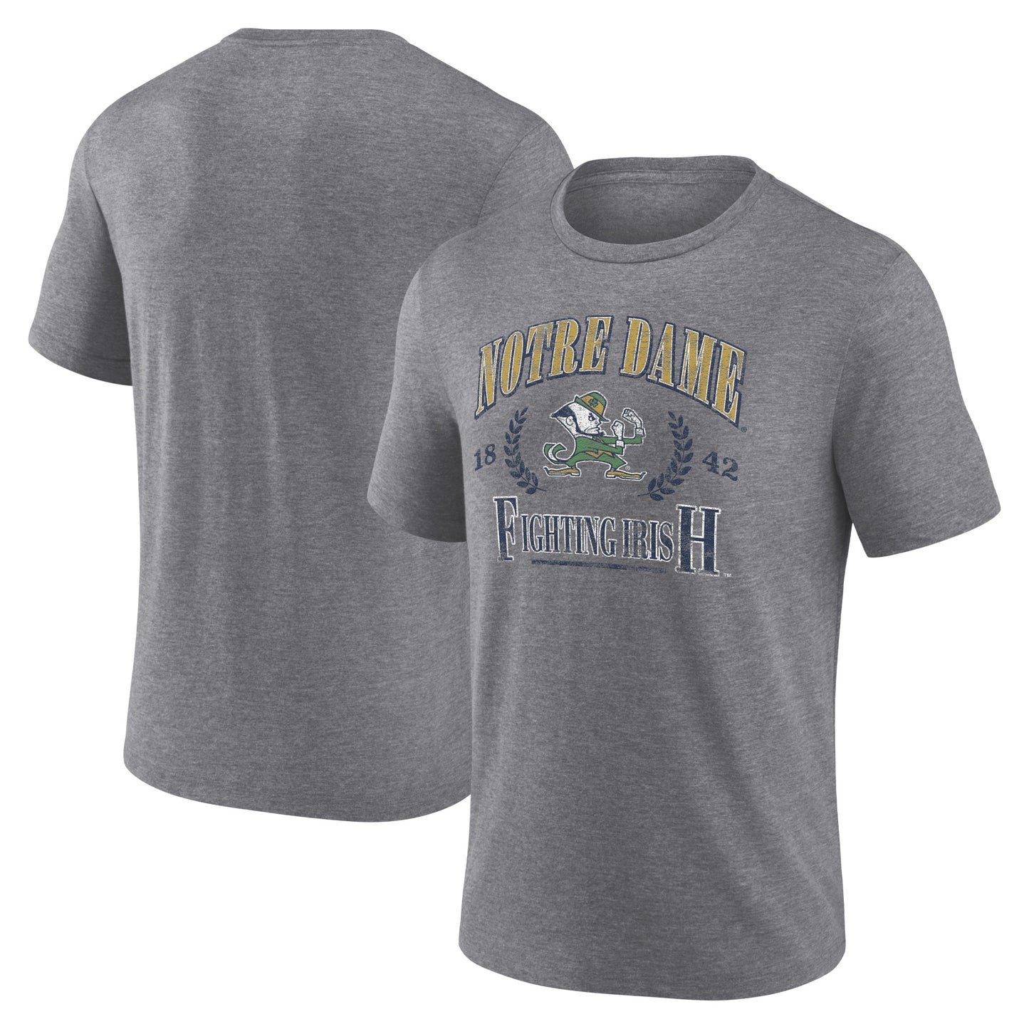 Men's Fanatics Heather Gray Notre Dame Fighting Irish Laurel Original Throwback T-Shirt