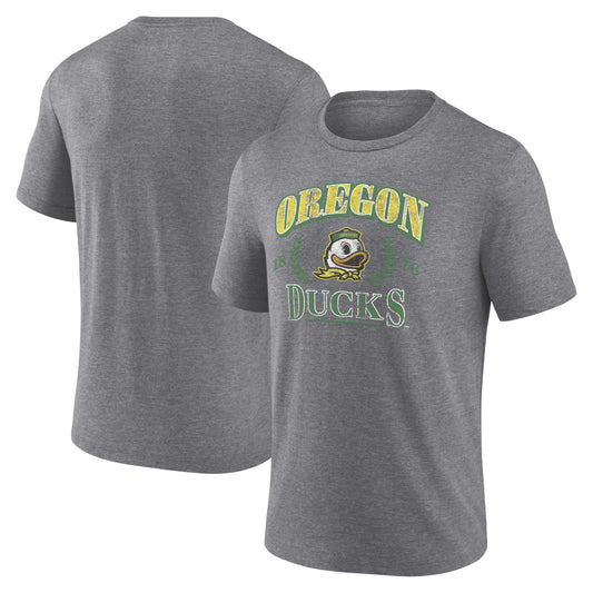 Men's Fanatics Heather Gray Oregon Ducks Laurel Original Throwback T-Shirt