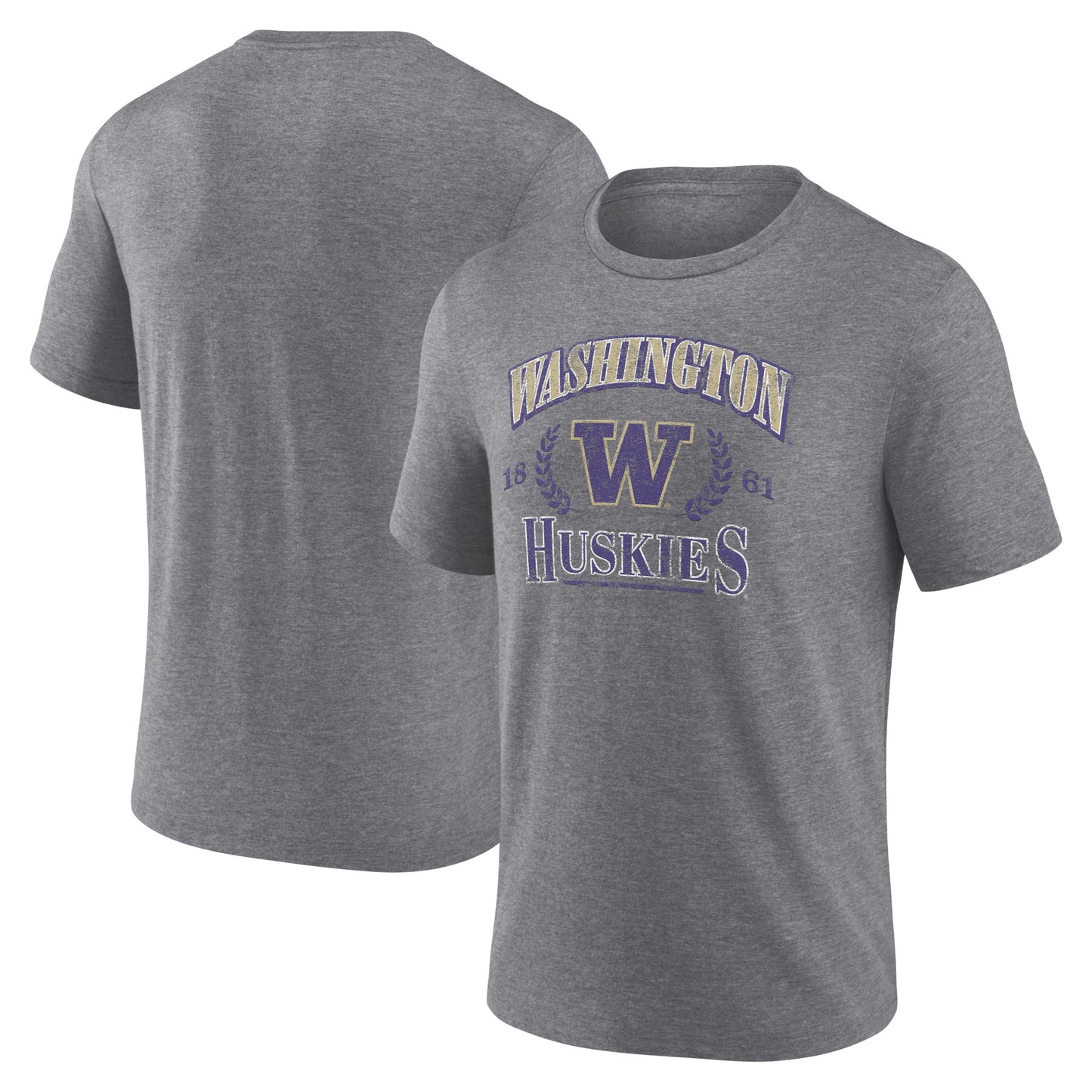 Men's Fanatics Heather Gray Washington Huskies Laurel Original Throwback T-Shirt