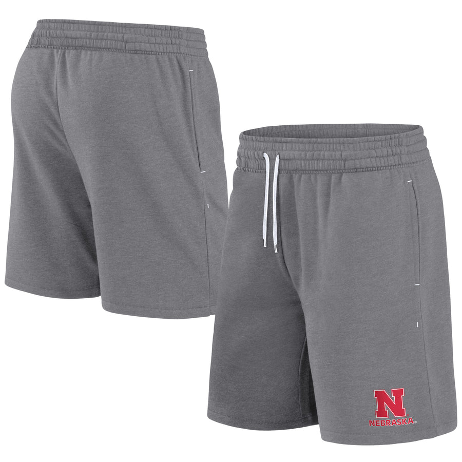 Men's Fanatics Heather Gray Nebraska Huskers Logo Over School Shorts