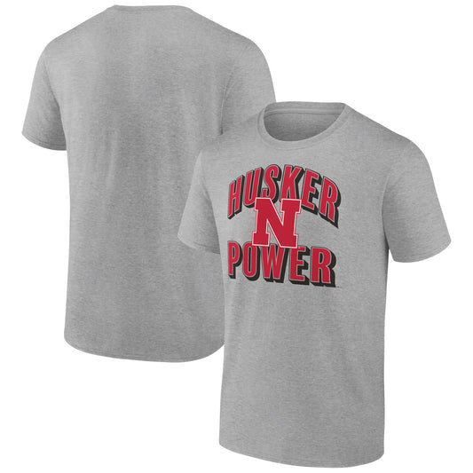 Men's Fanatics Heather Gray Nebraska Huskers Slogan Bold T-Shirt