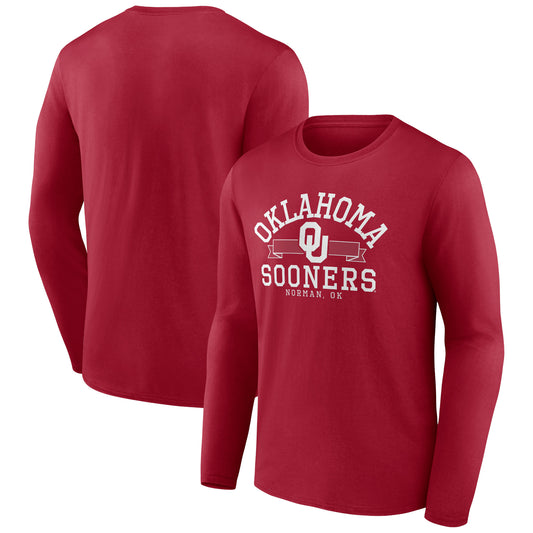 Men's Fanatics Crimson Oklahoma Sooners Tried & True Long Sleeve T-Shirt