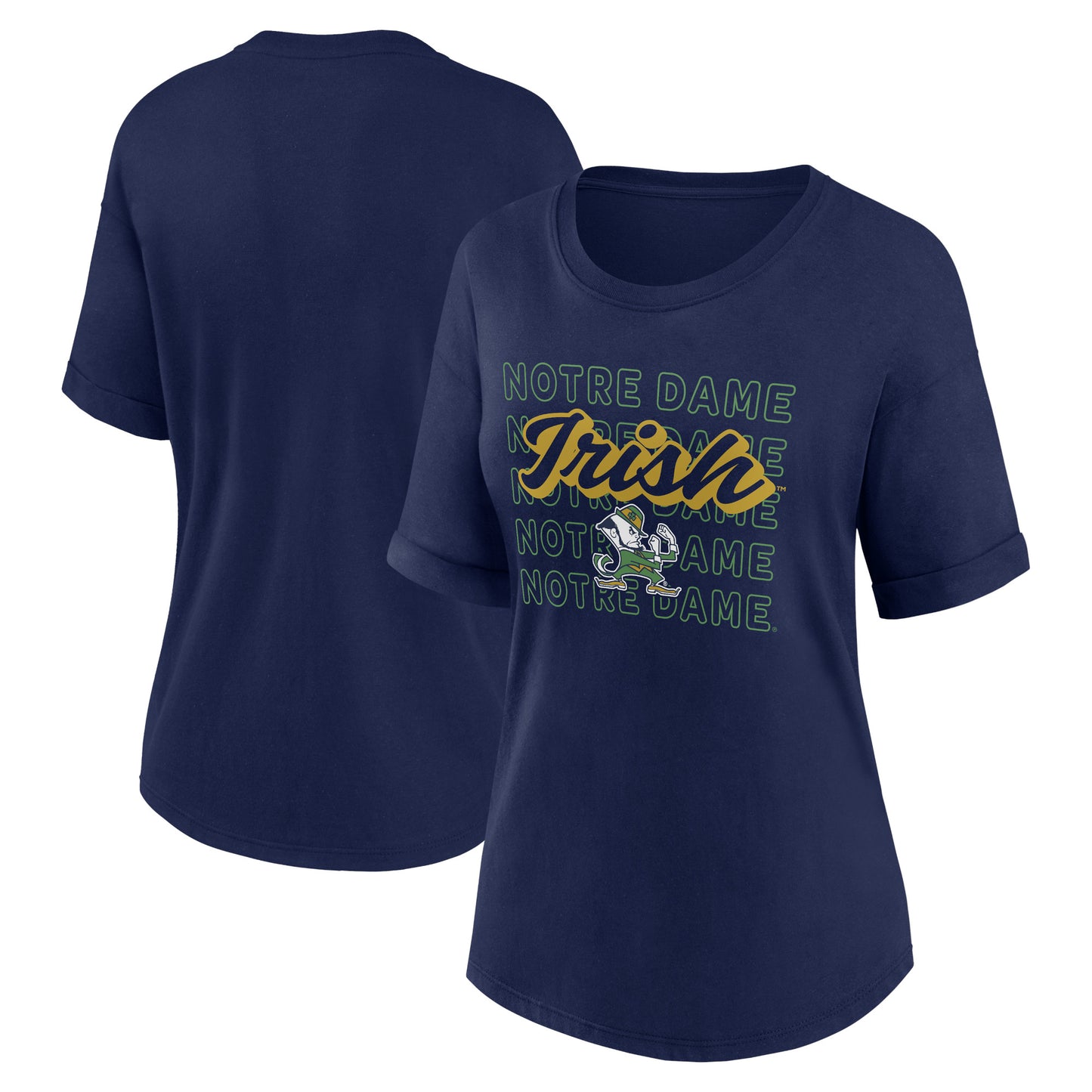 Women's Fanatics Navy Notre Dame Fighting Irish Repeat Overlay T-Shirt