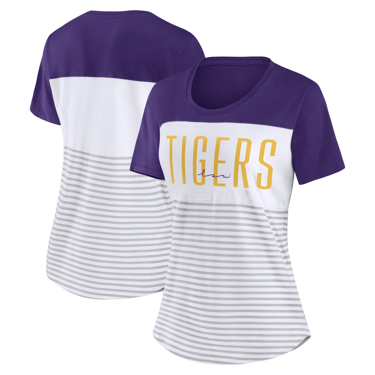 Women's Fanatics Purple/White LSU Tigers Stripe Space T-Shirt