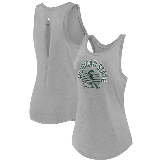 Women's Fanatics Heather Gray Michigan State Spartans Sunrise Keyhole Tank Top