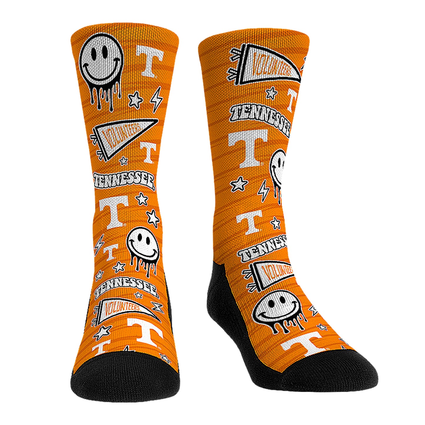 Youth Rock Em Socks Tennessee Volunteers Smiley Stickers Crew Socks