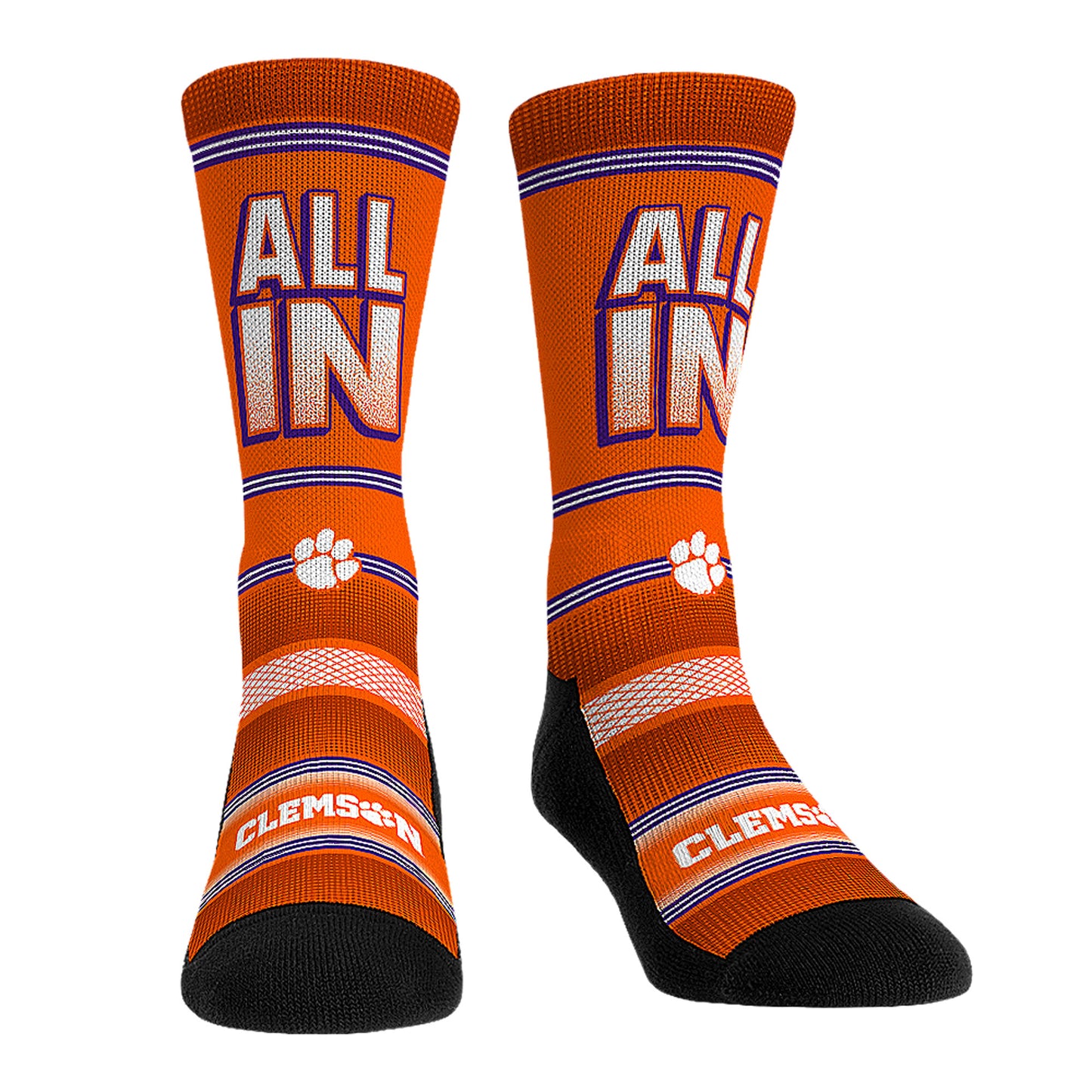 Rock Em Socks Clemson Tigers Team Slogan Crew Socks
