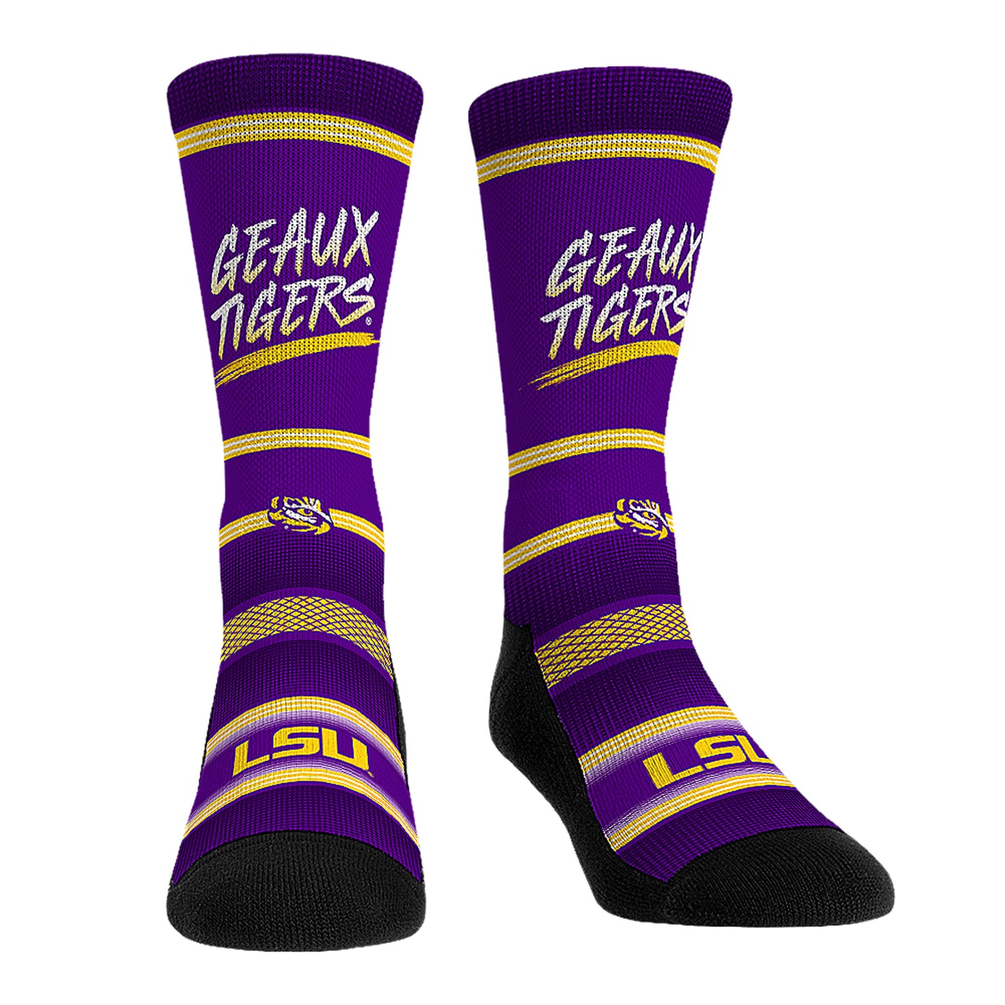 Rock Em Socks LSU Tigers Team Slogan Crew Socks