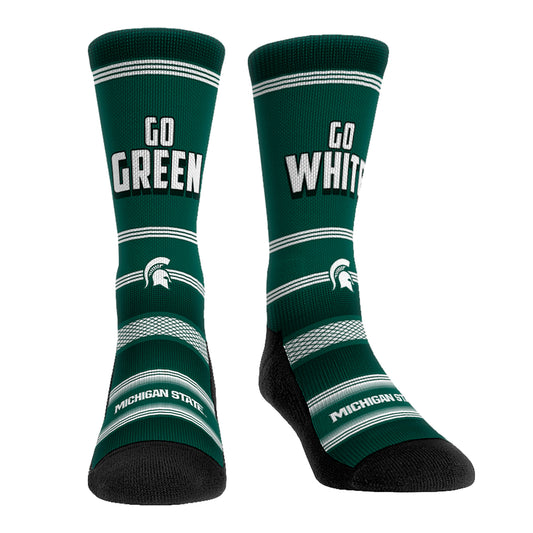 Rock Em Socks Michigan State Spartans Team Slogan Crew Socks