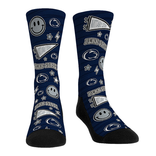 Rock Em Socks Penn State Nittany Lions Smiley Stickers Crew Socks