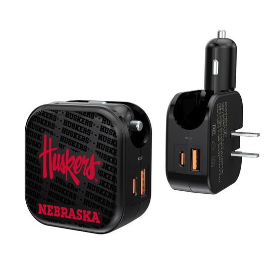 Nebraska Huskers Team Logo Dual Port USB Car & Home Charger