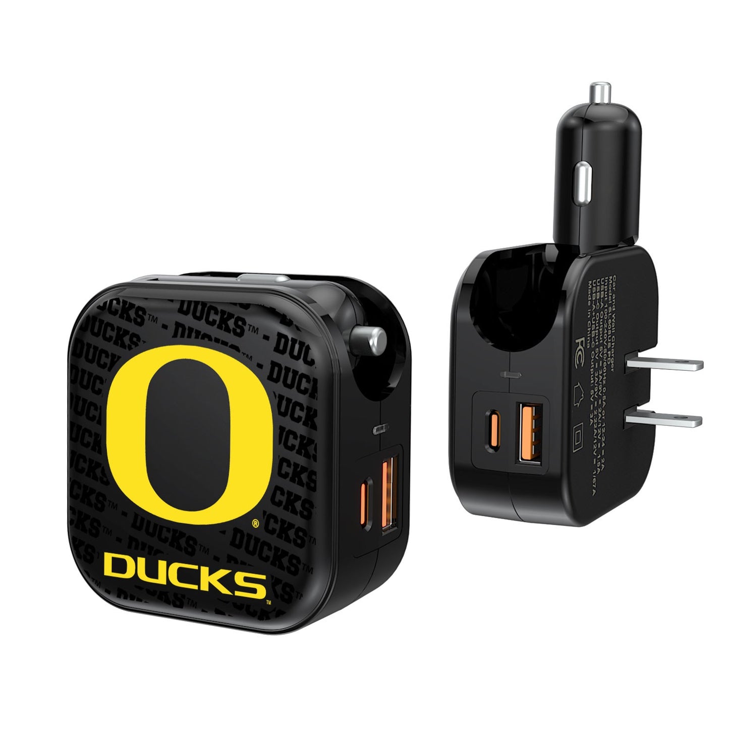 Oregon Ducks Team Logo Dual Port USB Car & Home Charger