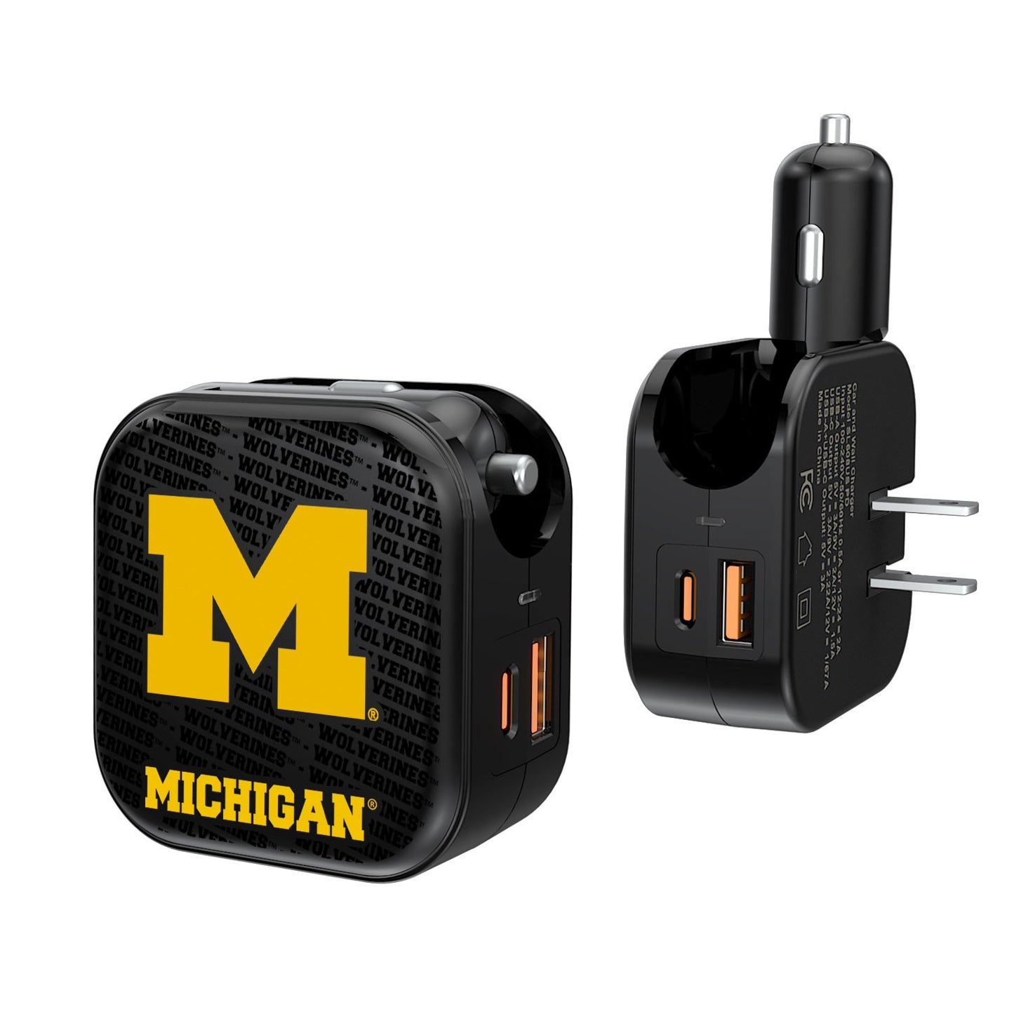 Michigan Wolverines Team Logo Dual Port USB Car & Home Charger