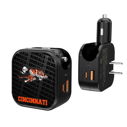 Cincinnati Bengals Team Logo Dual Port USB Car & Home Charger