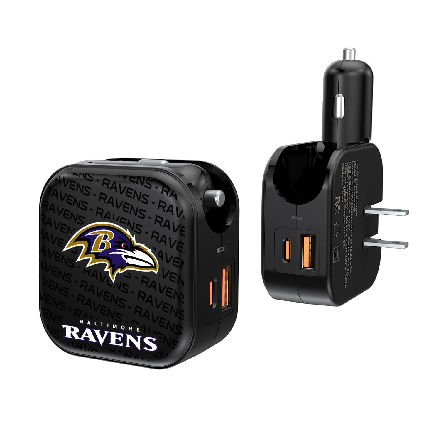 Baltimore Ravens Team Logo Dual Port USB Car & Home Charger