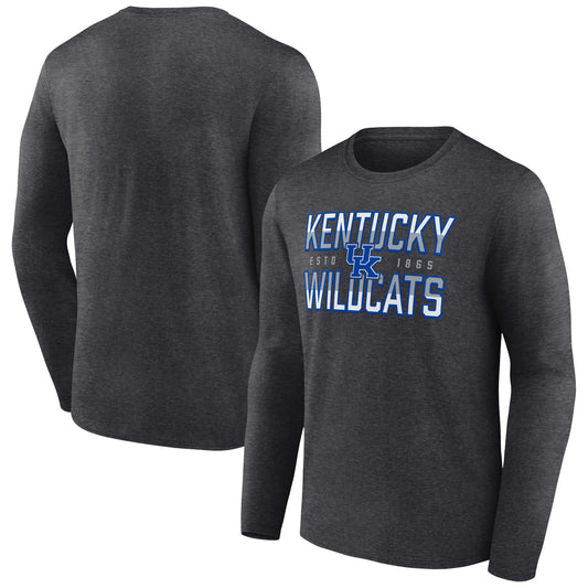 Men's Fanatics Heather Charcoal Kentucky Wildcats Middle Color Long Sleeve T-Shirt