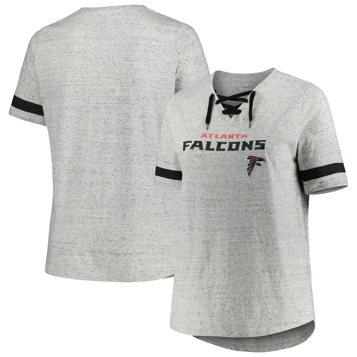 Women's Heather Gray Atlanta Falcons Plus Size Lace-Up V-Neck T-Shirt