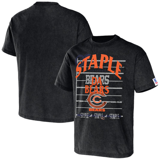 Men's NFL x Staple Black Chicago Bears Throwback Vintage Wash T-Shirt