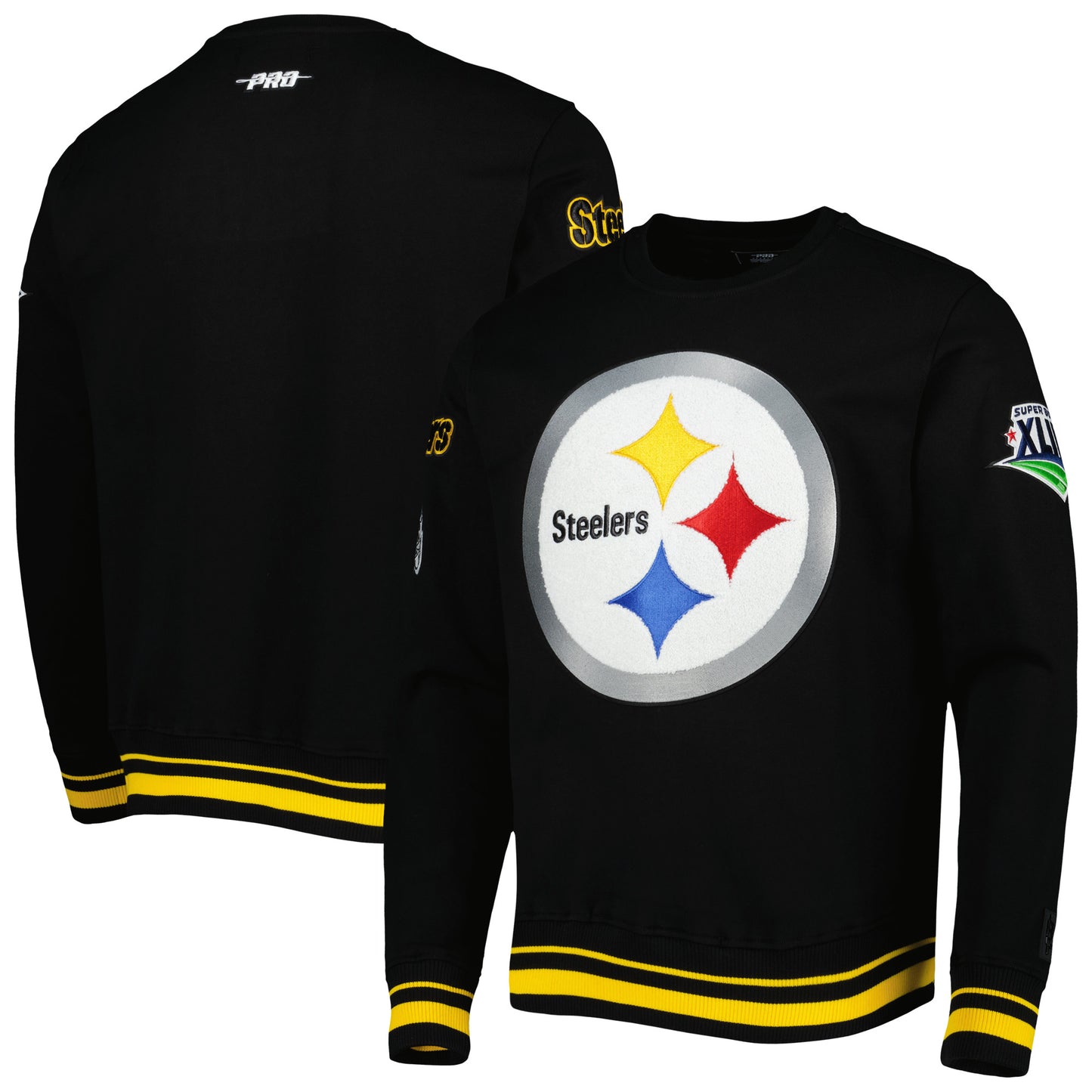 Men's Pro Standard Black Pittsburgh Steelers Super Bowl XLIII Mash Up Pullover Sweatshirt