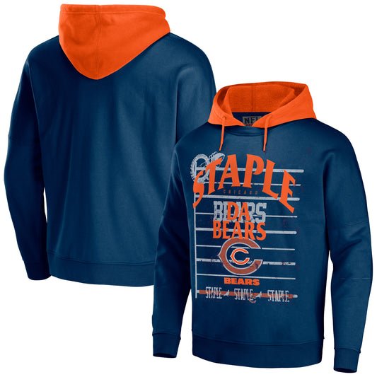 Men's NFL x Staple Navy Chicago Bears Throwback Vintage Wash Pullover Hoodie