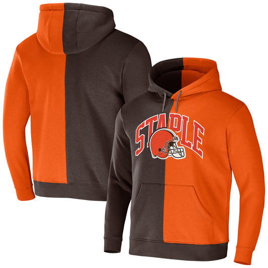 Men's NFL x Staple Brown Cleveland Browns Split Logo Pullover Hoodie